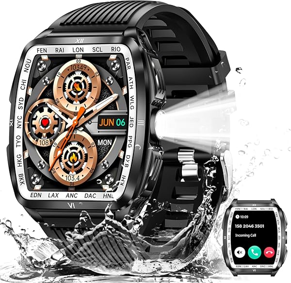 BEST Military Smart Watch for Men with Flashlight/5ATM Waterproof REVIEW
