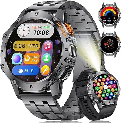 BEST Military Smart Watch for Men with Flashlight/5ATM Waterproof REVIEW